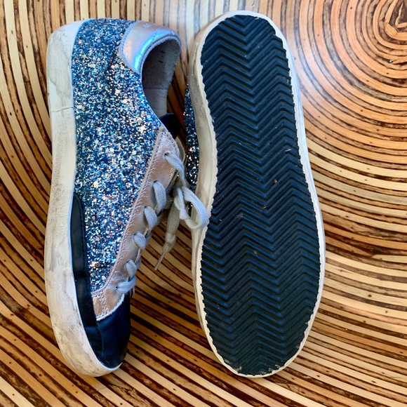 (SIZE 7) GOLDEN GOOSE NAVY/SILVER SNEAKER (37) - Picture 5 of 16